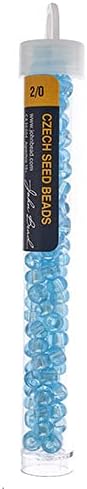 John Bead Czech Glass Seed Beads 2/0 Transparent Aqua Luster 22Grams Beads for DIY Arts Crafts Jewelry Bracelets Necklaces Earrings Making