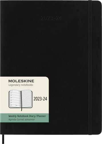 Moleskine 18 Monate Wochen Notizkalender 2023/2024, Xl, 1 Wo = 1 Seite, Rechts Linierte Seite, Soft Cover, Schwarz