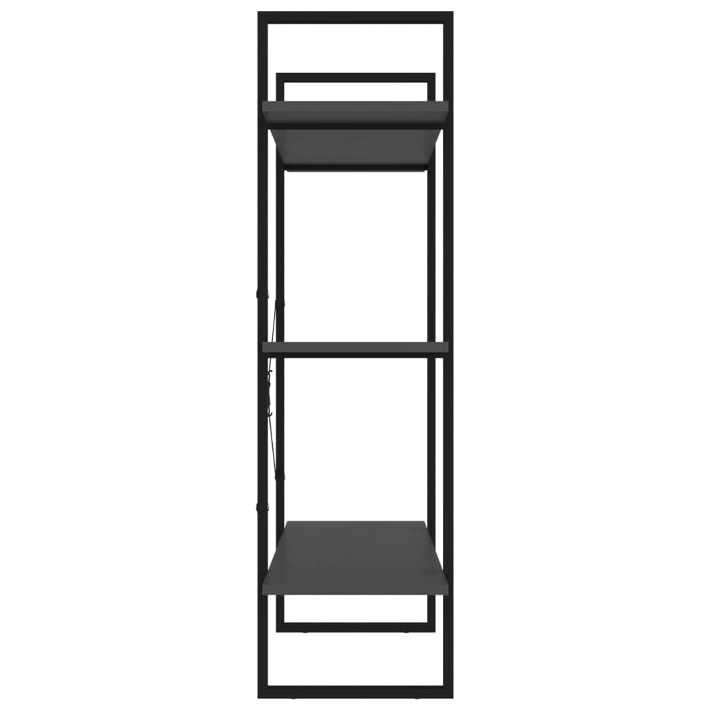 Industrielles Bücherregal Grau 100x30x105 cm aus Holzwerkstoff und Metall, 3 Ablagen für Bücher und Dekoration, modernes Standregal für Wohnzimmer, pflegeleicht mit feuchtem Tuch