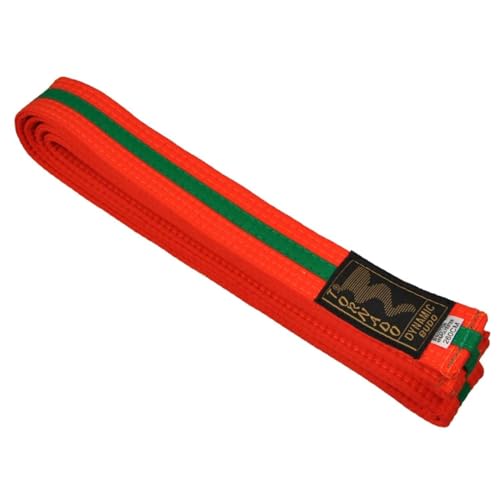 TEKKA BUDO Ceinture pour sports de combat avec bandes centrales Orange/vert 280 cm Bicolore – Ceinture Budo, Karaté, Judo, Taekwondo, Ju-Jutsu