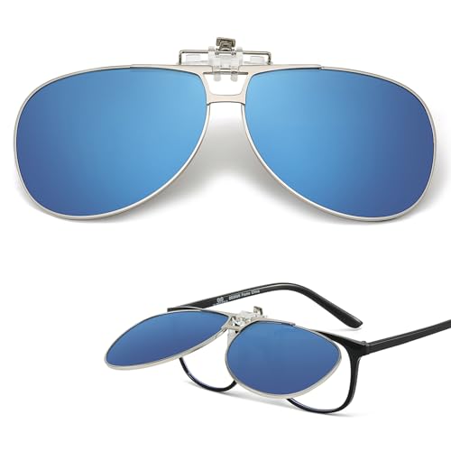 Image of Trysee Polarized Clip on Sunglasses Over Prescription Glasses Aviator Style UV400 Protection Flip Up TS-CO-013
