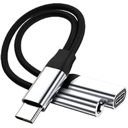 Cargador Usb Jack 3.5 Adaptador de Cargador y Auriculares USB C a Jack de 3,5 mm, 2 en 1 USB Tipo C a Cable de Audio Auxiliar con Carga Rápida de 60 W, Compatible con Samsung S23/S22+/S21/Note 20, Pixel 6/5, OnePlus, etc.