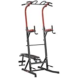 HOMCOM Estación de Musculación Aparatos de Gimnasia para Casa con Altura Ajustable y Respaldo Regulable en 5 Posiciones para Fitness Entrenamiento en Gimnasio Oficina Acero 108x178x202-238 cm Negro