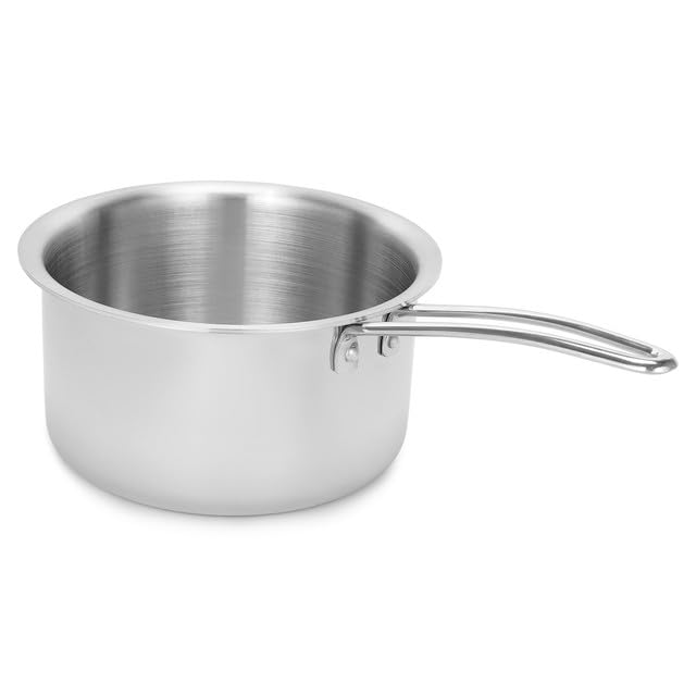 Image of Hornbills Triply Stainless Steel 17cm / 2.2 L Teapan, Saucepan with Rivetless Stay Cool Handle, Faster Heating, Easy to Clean, Full Induction Bottom Chai Pot Milk Boiler with Handle (5 Years Warranty)