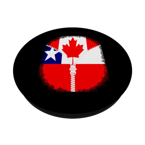 Canada Chile Flag Canadian Chilean Zipper PopSockets Swappable PopGrip, Black - Image 2