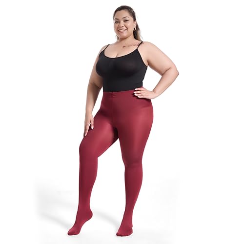Image of Frola Plus Size Fleece Lined Tights Women Winter Warm Thermal Tights, 11+ Colors High Waisted Opaque Pantyhose