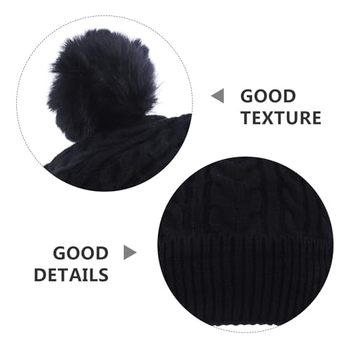 Lurrose Baby Pom Pom Beanie: Toddler Winter Ear Protection Cap - Chunky Knit Winter Hat with Fold-Up Brim for Snow Play & Outdoor Sports3