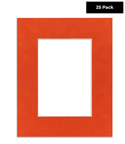 Pack of 25 Acid Free 12x16 Mats Bevel Cut for 10x12 Photos - Orange Suede Precut Matboards With Backing Boards and Clear Photo Mat Bags For Pictures, Photos, Framing - 4-ply Thickness