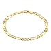 KISPER Mens Gold Bracelet 18K Gold Plated 925 Sterling Silver - 5mm Figaro Link Bracelets for Men - Sizes 8 inches