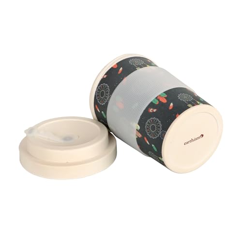 Image of Eco-Friendly Bamboo Fibre Travel Reusable Coffee Mug with lid 350 Ml (Dreamcatcher)