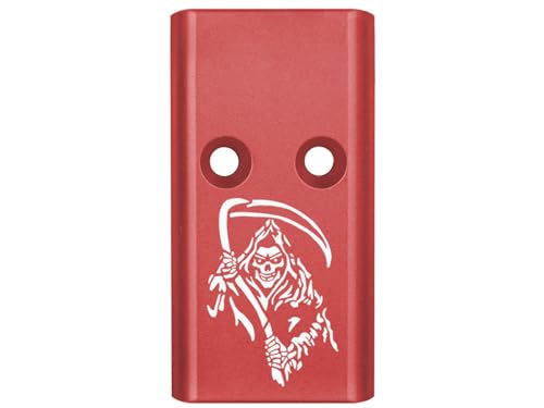 NDZ Performance MOS Optic Cover Plate for Glock Gen 4 & 5 – Aluminum – Fits G17 G19 G22 G23 G34 G35 G40 G41 G45 G47 – Red – Grim Reaper 2 – Made in USA