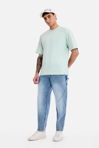 Image of SNITCH Men Jeans Streetwear | Balloon Fit Mid Rise & Acid Wash Design | 100% Cotton Breathable Fabric & Wide Leg Style for Urban Explorer & Casual Everyday Outings