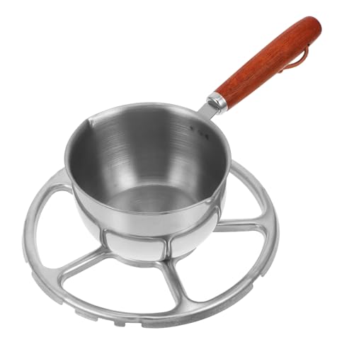 SOESFOUFU Mini Milk Warmer Pan Stainless Steel Grease Strainer Hot Oil Pan Butter Warmer Pot 300ml Dual Spouts Small Saucepan