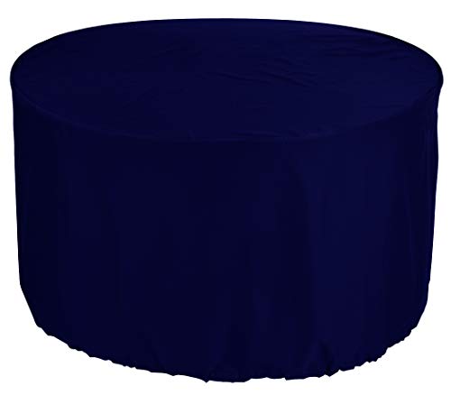 KaufPirat Premium Abdeckplane Rund Ø 140x80 cm Gartenmöbel Gartentisch Hülle Abdeckung Haube Schutzhülle Abdeckhaube 6.000 mm Wasserbeständigkeit Dunkelblau Cover