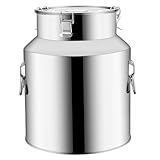NASSMOSSE Lata de Leche de Acero Inoxidable 304 de 5L con Tapa, Hebilla, Anillo de elevación, Pico hermético