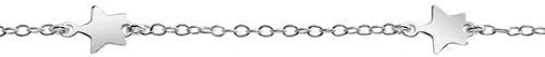 Dainty Station Chain Celestial Patriotic Rock Star Anklet Charm Ankle Bracelet For Women Teens .925 Sterling Silver 9,10 Inch Adjustable