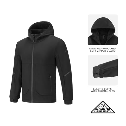 ALPINE NORTH Tofino Jr. Kids Softshell Jacket With Hood - Spring and Fall Water Resistant Rain Coat For Boys and Girls2