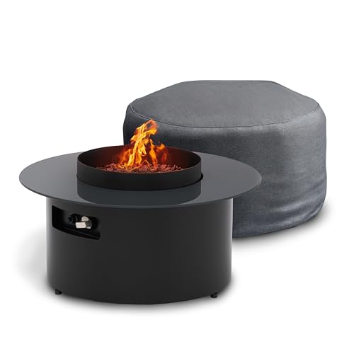 Planika Dot Mesa de Café 2 en 1 con Hoguera a Gas - Mesa de Café para Balcón y Patio, Chimenea Exterior, Mesa de Jardín, Mesa Auxiliar, Calefactor para Exterior, Patio y Balcón.