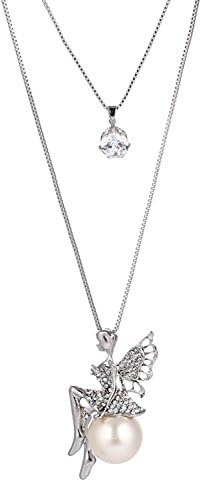 Shining Diva Fashion Long Chain Angel Wings Pendent for Women and Girls (Silver)(rrsd8620np)