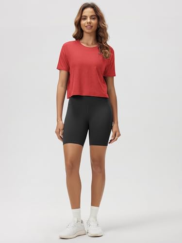 Image of ODODOS Women's Performance Cropped Tee Ultra Soft odSTRATUM Tech Short Sleeve Relaxed Top Crew Neck T-Shirts