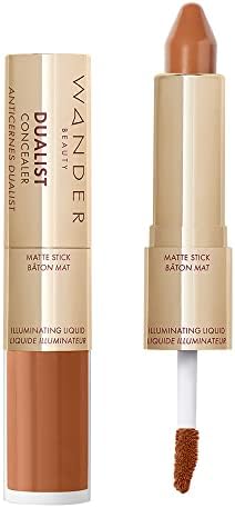 Wander Beauty Dualist Matte and Illuminating Concealer Makeup - Rich Deep - Dual-Ended Matte Concealer Stick + Liquid Concealer - Full Coverage Concealer Brightens, Firms, & Hydrates Under Eyes