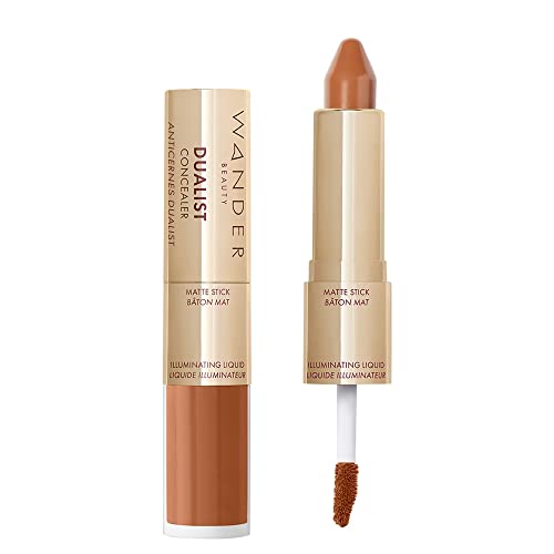 Wander Beauty Dualist Matte And Illuminating Concealer Makeup - Rich Deep - Dual-Ended Matte Concealer Stick + Liquid Concealer - Full Coverage Concealer Brightens, Firms, & Hydrates Under Eyes #TOP27