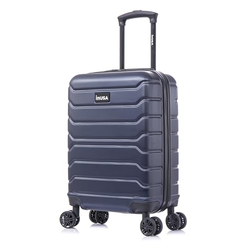 Image of InUSA TREND Luggage with Spinner Wheels | Durable Lightweight Hardshell Suitcase, Travel bag with Handle and Trolley, 20-Inch Carry On Small Luggage | Blue