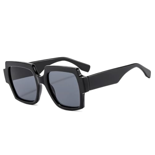 Lunettes de soleil carrées vintage noires et grises de qualité
