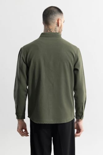 Image of SNITCH Mens Shirt | Full Sleeve Overshirt with Spread Collar & Button Cuffs | Cotton Fabric, Regular Fit, Casual Wear, Streetwear, Flap Pockets