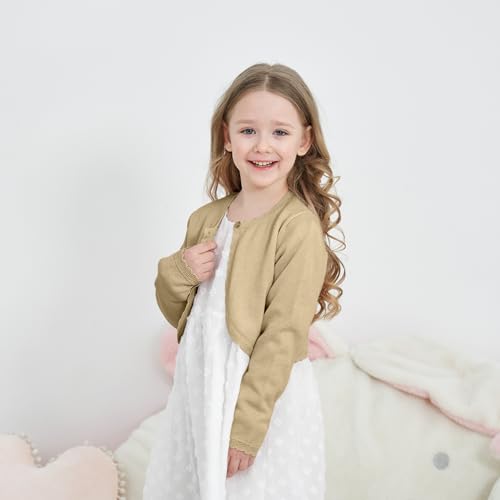 Image of Girls Cardigan Bolero Ruffle Open Front Button Cover-Up 3-12Y