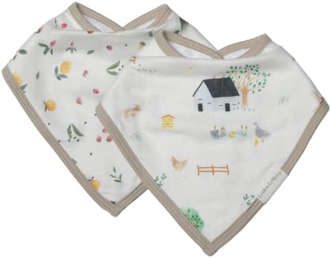 Loulou Lollipop Soft Breathable and Absorbent Muslin Bandana Bib Drool Bib Set for Baby Girl and Boy, Adjustable 3 to 36 Months, 2 Pack - Animal Farm