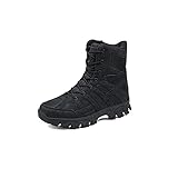 HARZONLI Botas Men's Military Boots Non-slip Men Ankle Boots Winter Waterproof Men's Boots Men Motorcycle Boots Outdoor Desert Boots(Schwarz,10)