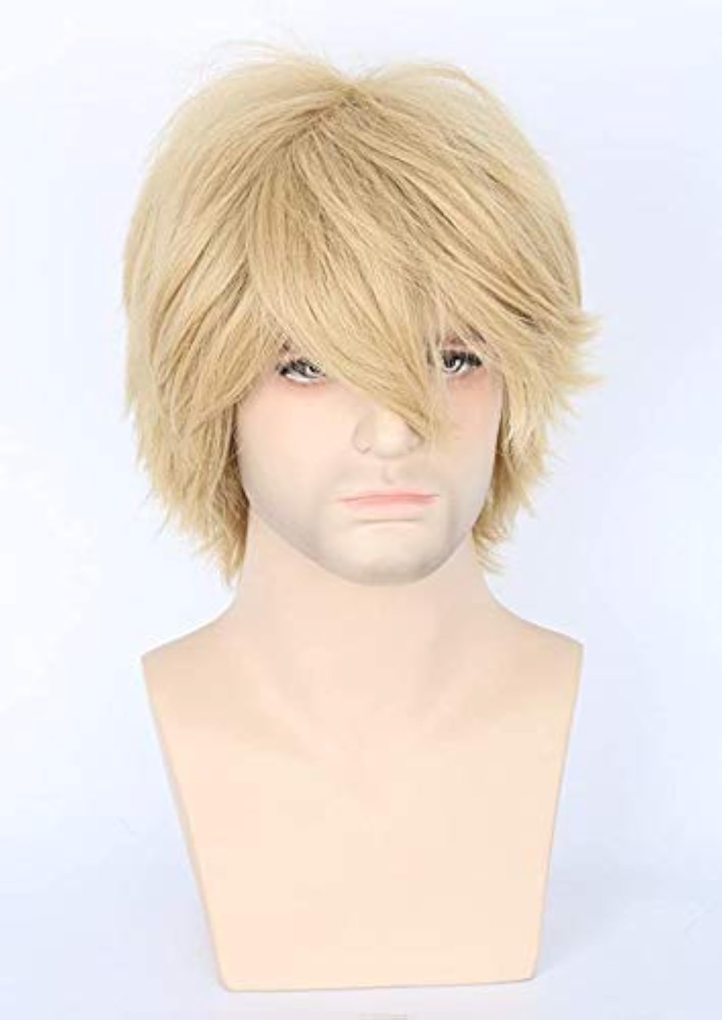 Short Layered Blonde Anime Cosplay Wig, Costume Accessory