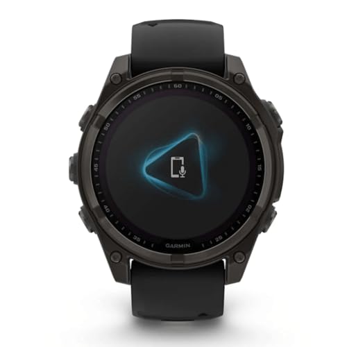 Garmin Fenix 8–47 mm, AMOLED, Gris Carbone Saphir DLC Titane avec Noir/Gris Galets en Silicone