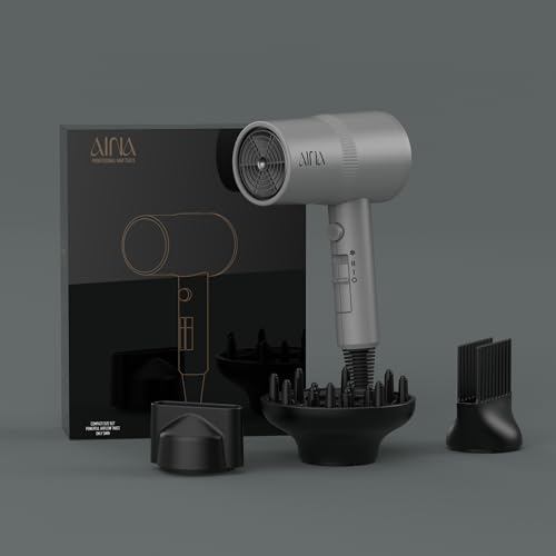 Image of AINA Hair Dryer with Diffuser,Comb Full-Featured Blow Dryer 110V(Grey) | 3 Heat /2 Speed;Cold shut button;Lightweight;Compact Size;High Temp;Low Airflow;Same Results;Less Expense