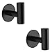 Ganchos Adhesivos, LYLIN Ganchos Adhesivos para Pared de Acero Inoxidable, Toalleros de Gancho para Baño, Cocina y Baño Max 7KG (Negro 2Pcs)
