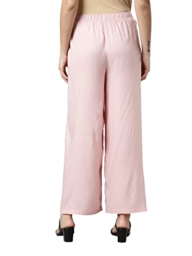 Image of GO COLORS Soft Viscose Basic Palazzo Full Length for Women| Breathable, Mid Rise, Relaxed Fit