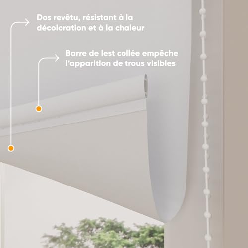 Store enrouleur occultant blanc DTCH 110x190 cm pour fenetre sans perçage