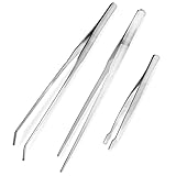 DOITOOL Precision Tweezers Set 3-Piece Stainless Steel Tweezers for Aquascaping Gardening and Cooking Curved and Straight Tips Non-Magnetic Tool for Industrial and Laboratory Use