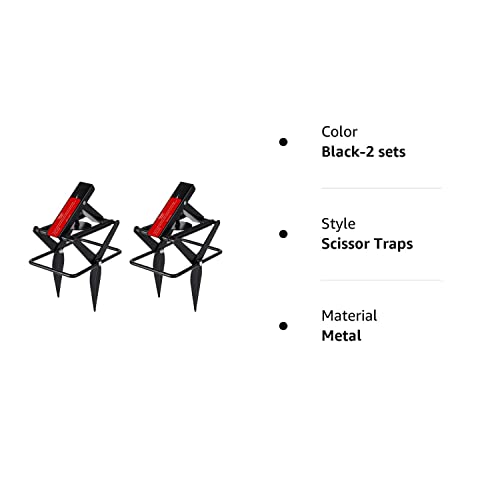 Garsum Mole Traps That Kill, Easyset Eliminator Black Scissor Traps,Vole Trap For Lawns,Reusable Quick And Clean Kill,2 Sets #TOP7