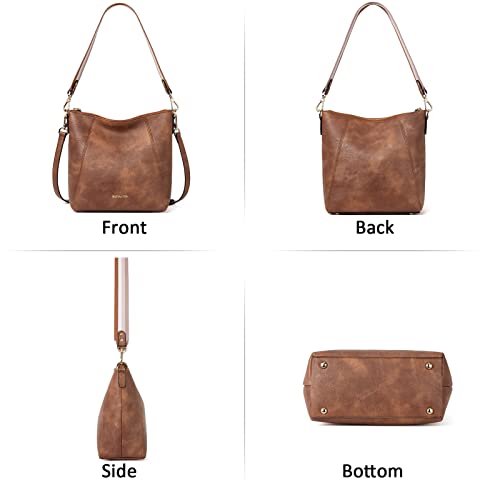 Bostanten Leather Hobo Handbags Designer Purses For Women Shoulder Crossbody Bags Retro Brown #TOP5
