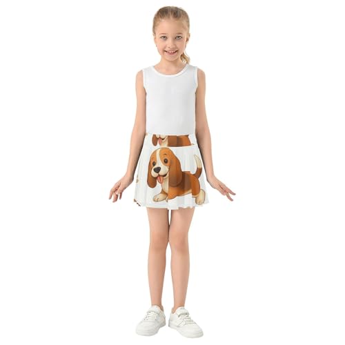 Cute Basset Hound Dogs Paw Prints Skirts with Shorts 2 in 1 Athletic Shorts Girls Skorts Teen Cheer 4t3