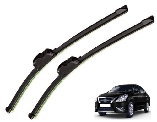 Image of Audio WHeels Perfect Fitting Frameless Windshield 100% Scratch Proof Cleaning Water Repellant Silicon Car Wiper Blades For Equipment Replacement, Set of 2 (D-21 inch & P-14 inch)