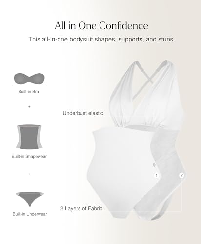 Popilush Body Suits For Womens Tummy Control Shapewear Halter Top V Neck Backless Summer Going Out Tops2