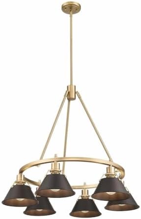 Bronze Chandelier with 6 Lights in Brushed Champagne & Rubbed Finish by Golden Lighting