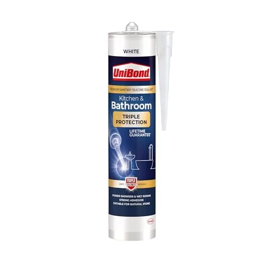 UniBond Triple Protection Stop Mould Sealant, Kitchen & Bathroom Sealant, White Silicone Sealant Repels, Kills, Prevents Mould Growth, Long-Lasting Bath Sealant, 1x291g Cartridge