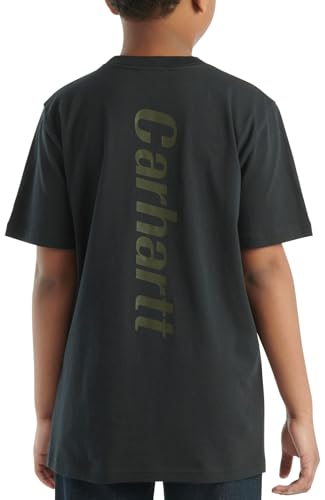 Carhartt Big Boys Camo Pocket T-Shirt, Caviar Black - Youth Small 8/102