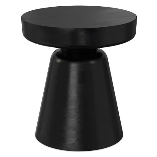 Image of SIMPLIHOME Robbie Accent Table - 16 inch Wide Solid Mango Wood End Table in Black, Boho Contemporary Rustic Side Table for Living Room or Bedroom with Multipurpose Function, Assembled