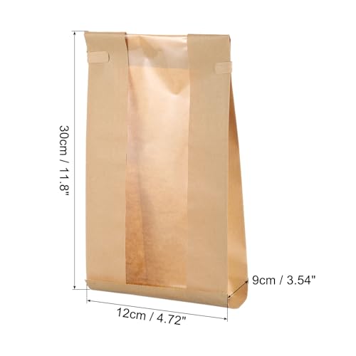 Bolsas de panadería con ventana sourcing map de papel kraft marrón para repostería casera 3