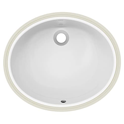 Moen BGCW10OU1619 Unterbauspüle aus Glasporzellan, oval, 49,25 x 41,6 x 19,75 cm, mit Hochglanz-Porzellan-Finish für die Platzierung von Waschtischen, Weiß